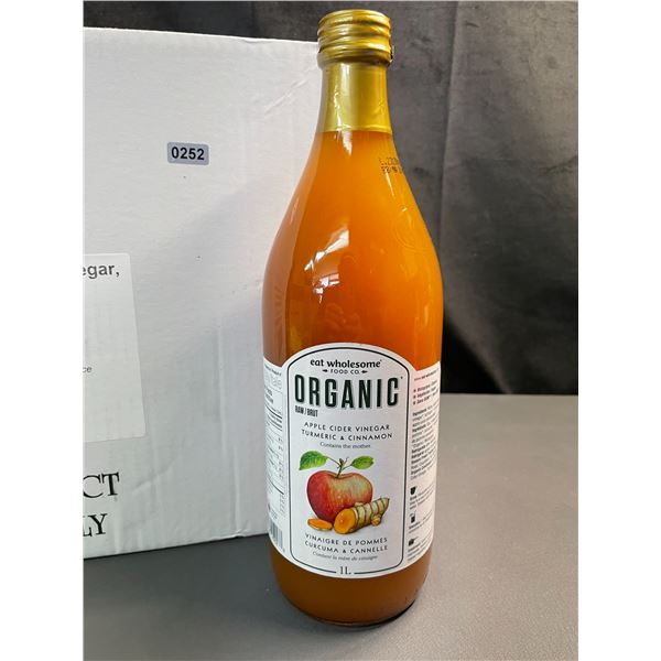 Lot of 1 Case of Organic Raw Apple Cider Vinegar - Case of 12 x 1L Bottles - New