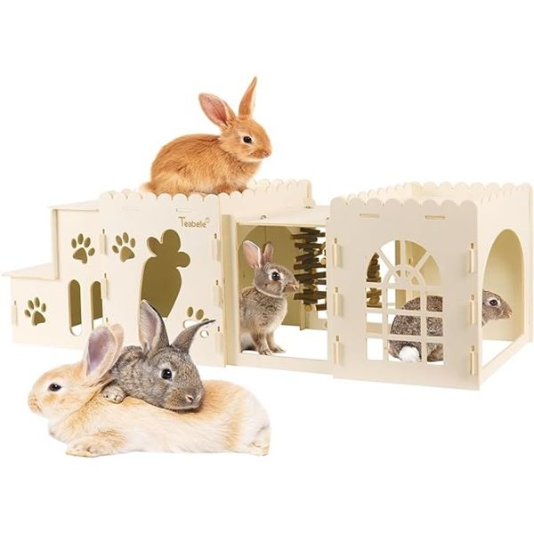 Lot of 1 Teabelle Large Rabbit Wooden Hideout House - For Rabbits, Guinea Pigs, Hedgehogs, etc. NEW