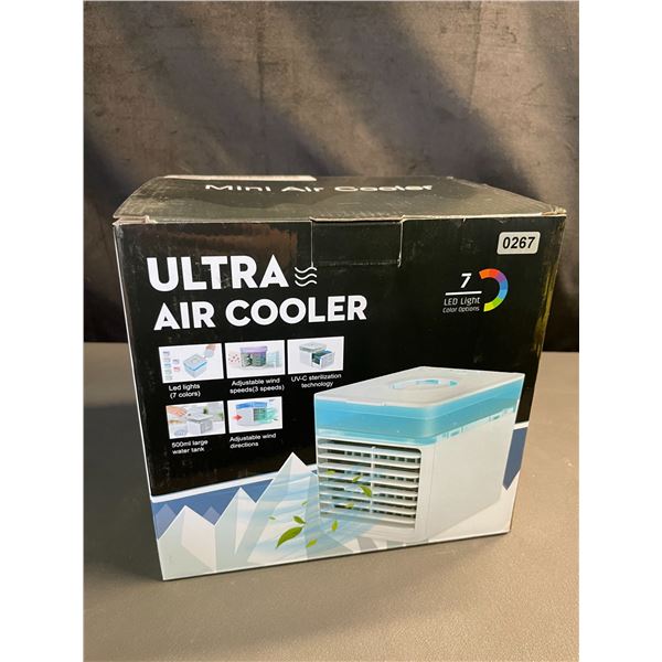Lot of 1 Ultra Air Cooler w/ 7 Colour LED Lights & 500ml Water Tank for Misting - Brand New