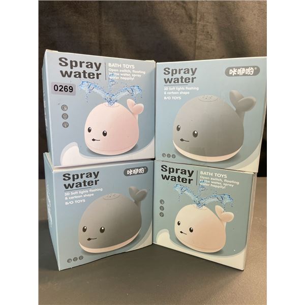 Lot of 4 Light-Up 3D Whale Bath Toys - Brand New