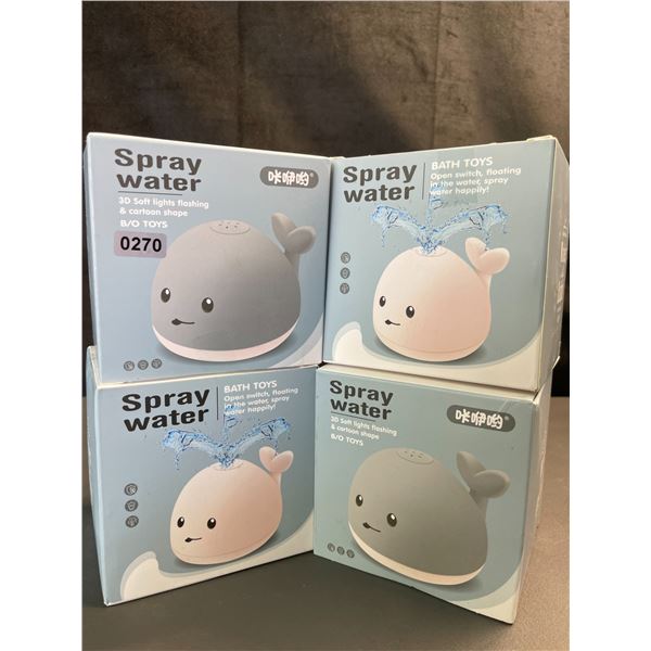Lot of 4 Light-Up 3D Whale Bath Toys - Brand New