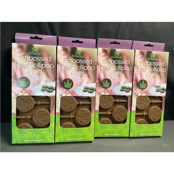 Lot of 4 Boxes of Embossed Silicone Leaf Lollipop Molds - For Baking/Crafts - NEW (2 Per Pack)