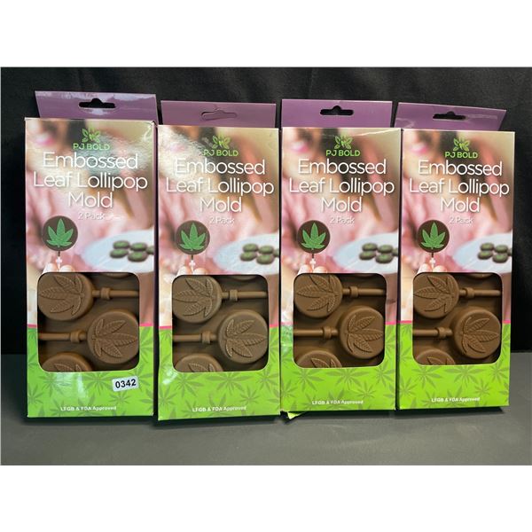 Lot of 4 Boxes of Embossed Silicone Leaf Lollipop Molds - For Baking/Crafts - NEW (2 Per Pack)