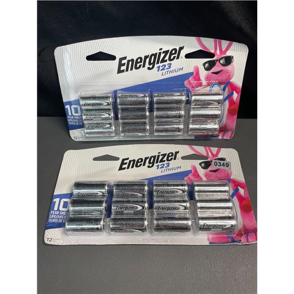 Lot of 2 Multi-Packs of Energizer 123 Lithium Batteries -12 PCS Each/24 Total - Brand New!
