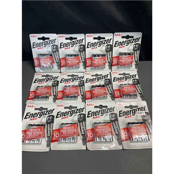 Lot of 12 Packs of Energizer MAX AAA 4-Pack Batteries - 48 AAA Batteries Total! Brand New!