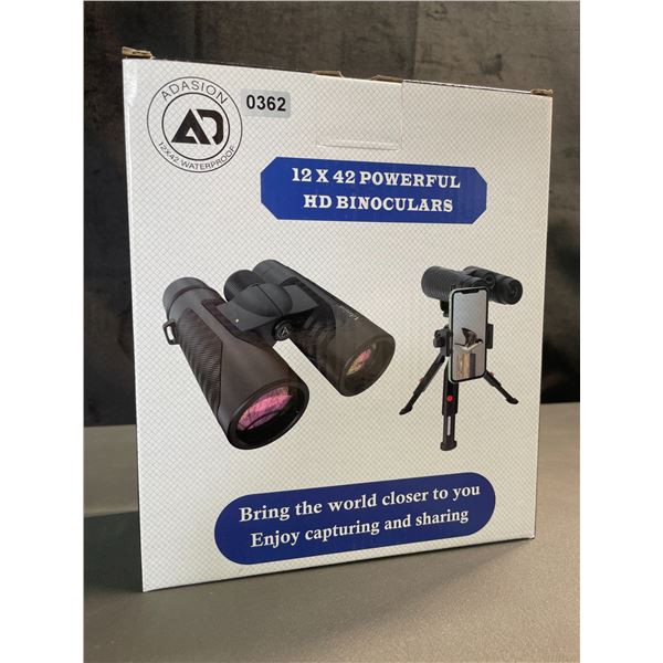 Lot of 1 Pair of Adasion 12x42 Powerful HD Binoculars - Brand New!