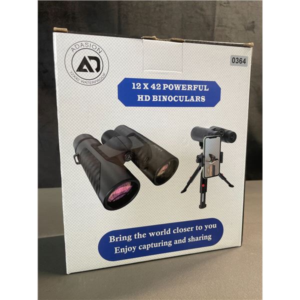 Lot of 1 Pair of Adasion 12x42 Powerful HD Binoculars - Brand New!