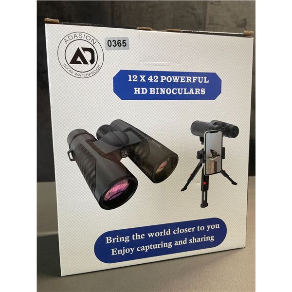 Lot of 1 Pair of Adasion 12x42 Powerful HD Binoculars - Brand New!