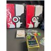Image 2 : Lot of 2 Leather Pokemon Premium Card Binders w/ Holos + Cards, Sleeves, Dice, & Storage Tin - NEW