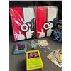 Image 2 : Lot of 2 Leather Pokemon Premium Card Binders w/ Holos + Cards, Sleeves, Dice, & Storage Tin - NEW