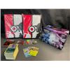 Image 1 : Lot of 2 Leather Pokemon Premium Card Binders w/ Holos + Cards, Sleeves, Dice, & Storage Tin - NEW