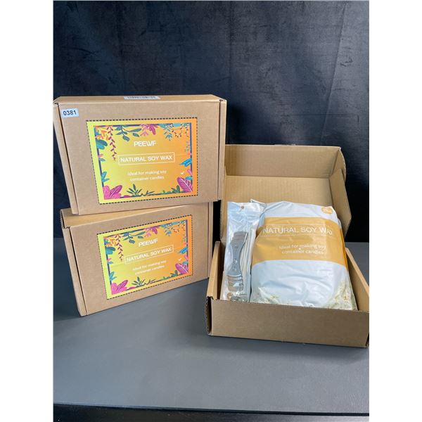 Lot of 3 Peewf Natural Soy Wax DIY Candle Making Tool Sets - Brand New (2lbs Per Box)