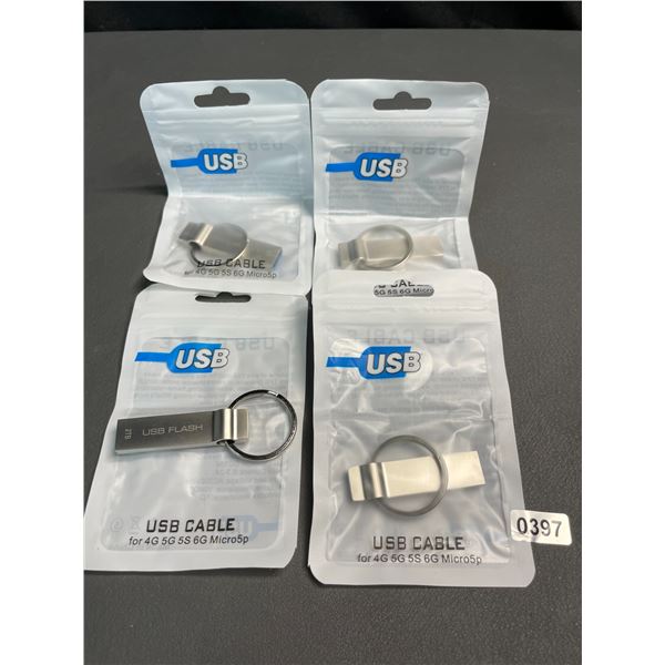 Lot of 4 USB Flash Drives/Memory Sticks - 2TB Each - Brand New!