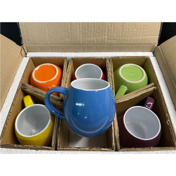 Lot of 1 Box of Amethya Stoneware Colorful Drinking Mugs - 6PCS - New