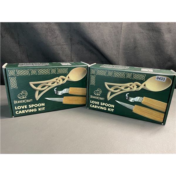 Lot of 2 BeaverCraft Love Spoon Wood Carving Kits - New