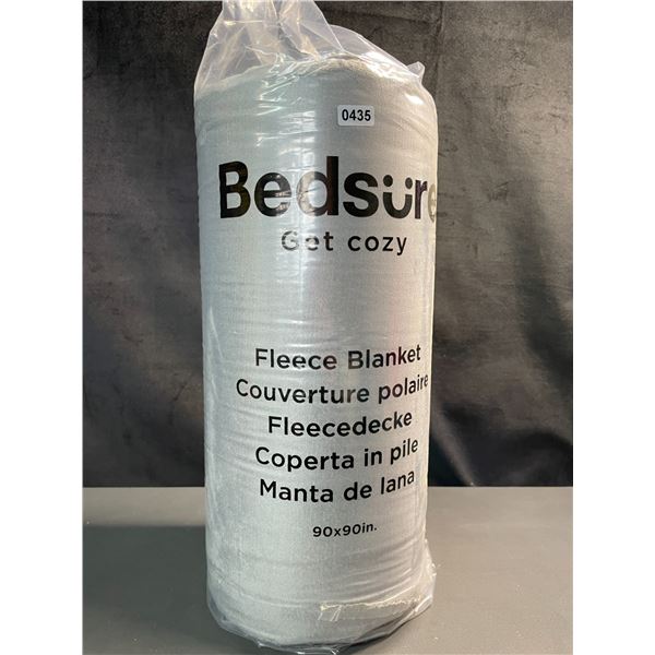 Lot of 1 BedSure Fleece Blanket - Grey - 90 x 90 (Queen Size) - Brand New
