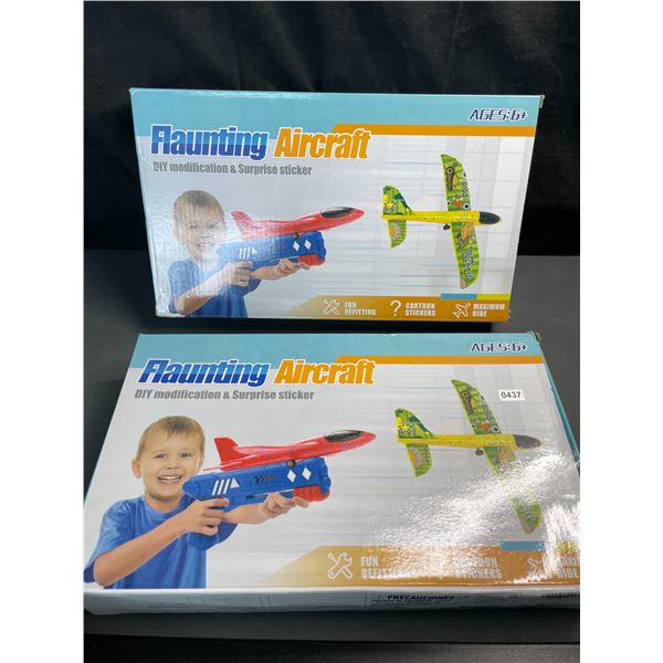 Lot of 2 Flaunting Aircraft Projectile Airplane Toy Sets - Brand New