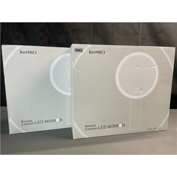 Lot of 2 KerMiCi Roman Column LED Light-Up Makeup Mirrors w/ Touch Sensor - Brand New!