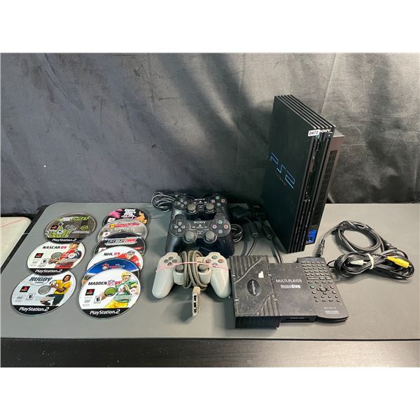 Lot of 1 Playstation 2 Console with Games, Controllers, and Cords - Used