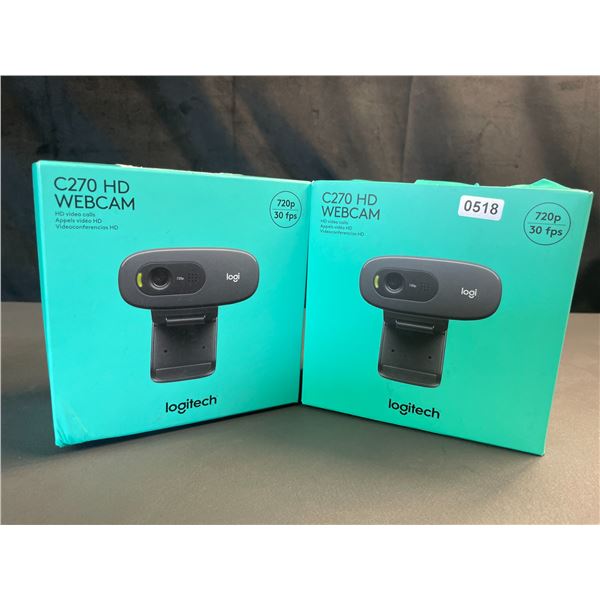 Lot of 2 Logitech C270 HD Webcams - Brand New