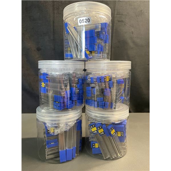 Lot of 5 Jars Full of Pencil Lead (0.7) 50 Tubes Per Jar/600PCs Per Jar - NEW
