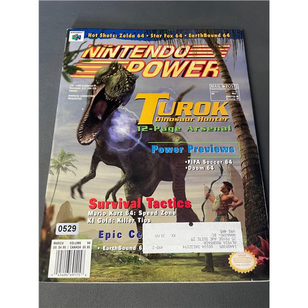 Lot of 1 Official Nintendo Power Magazine - Turok Dinosaur Hunter Front Cover - Collectible Item
