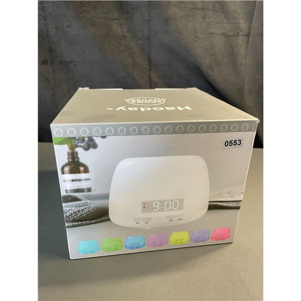 Lot of 1 Aroma Diffuser/Humidifier with Digital Alarm Clock & 7-Colour Night Light - Brand New!