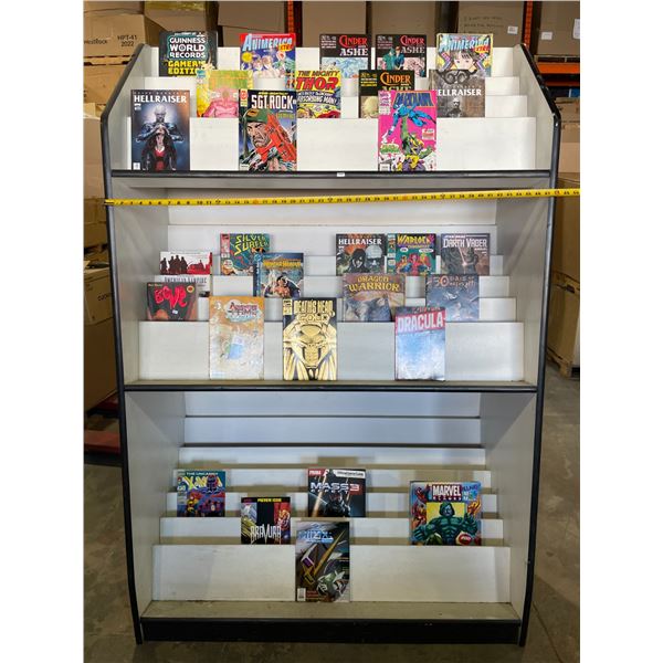 Lot of 1 Large Standing Magazine Shelf/Book Shelf - *HEAVY/LARGE - 6FT X 4FT - Used