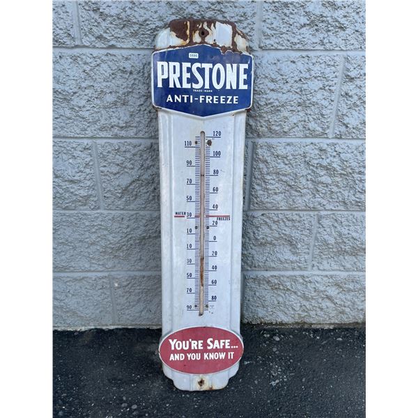 Lot of 1 VINTAGE/COLLECTIBLE Original Porcelain Prestone Anti Freeze Thermometer - 36" x 9"