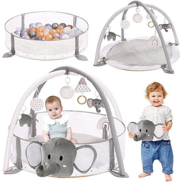 Lot of 1 5-in-1 Elephant Design Multi-Function Baby Activity Gym/Lay Mat - Large 39inch - Brand New!
