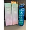 Image 1 : Lot of 2 Sports Water Bottles - 1000ml - Frosted Blue Design - Brand New