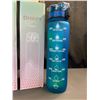 Image 2 : Lot of 2 Sports Water Bottles - 1000ml - Frosted Blue Design - Brand New