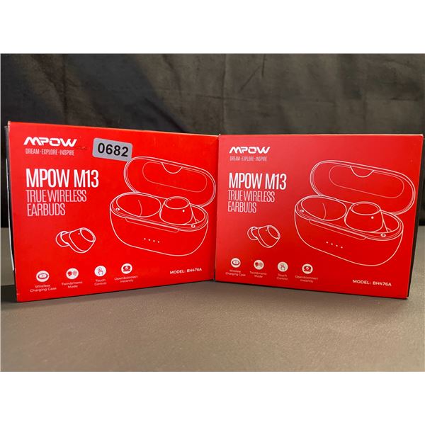 Lot of 2 Pairs of MPOW M13 True Wireless Earbuds - Brand New