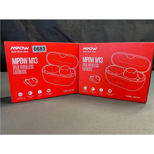 Lot of 2 Pairs of MPOW M13 True Wireless Earbuds - Brand New