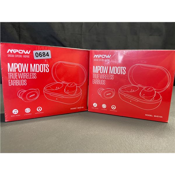 Lot of 2 Pairs of MPOW MDOTS True Wireless Earbuds - Brand New!