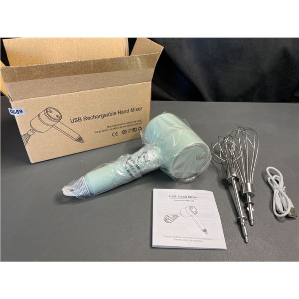 Lot of 1 USB Rechargeable Kitchen Hand Mixer - Mint Green - Brand New!