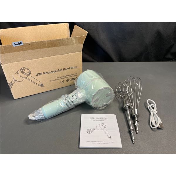 Lot of 1 USB Rechargeable Kitchen Hand Mixer - Mint Green - Brand New!