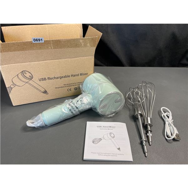 Lot of 1 USB Rechargeable Kitchen Hand Mixer - Mint Green - Brand New!