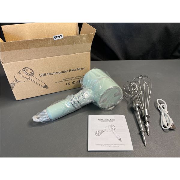 Lot of 1 USB Rechargeable Kitchen Hand Mixer - Mint Green - Brand New!
