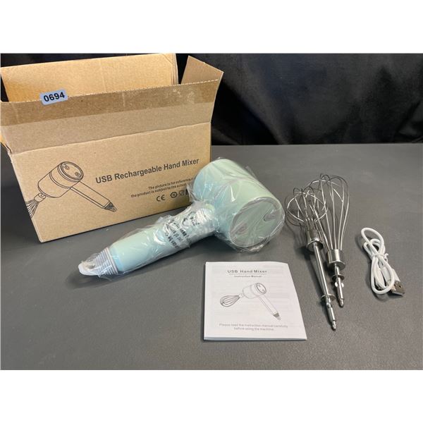 Lot of 1 USB Rechargeable Kitchen Hand Mixer - Mint Green - Brand New!