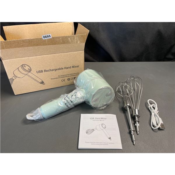 Lot of 1 USB Rechargeable Kitchen Hand Mixer - Mint Green - Brand New!