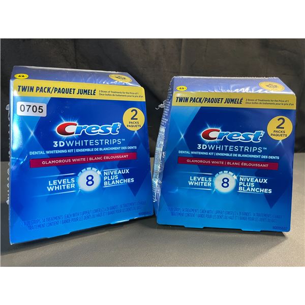 Lot of 2 Twin-Pack Boxes of Crest 3D Whitestrips for Teeth - 2 Packs Per Pack/2x48 Strips - New!