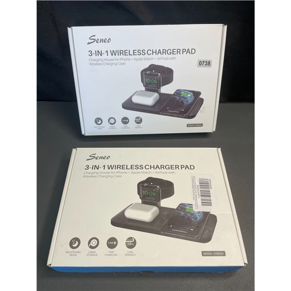 Lot of 2 Seneo 3-in-1 Wireless Charging Pads - for iPhone + Apple Watch + AirPods - Brand New!