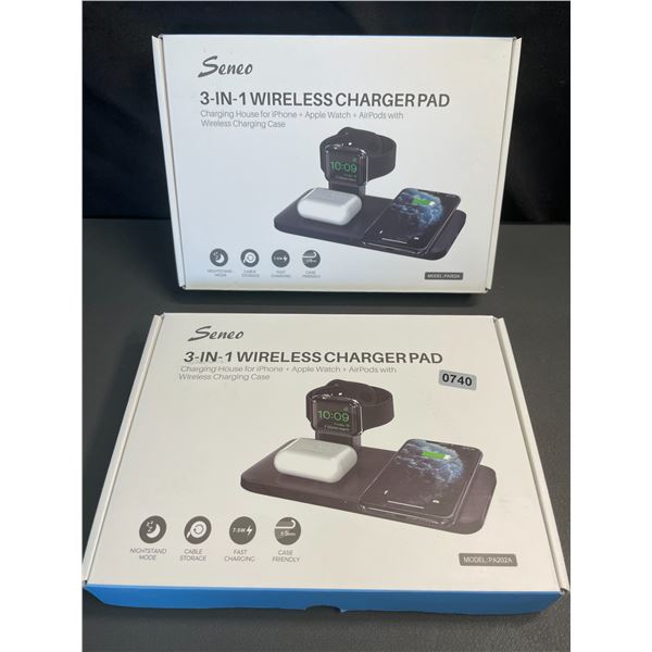 Lot of 2 Seneo 3-in-1 Wireless Charging Pads - for iPhone + Apple Watch + AirPods - Brand New!