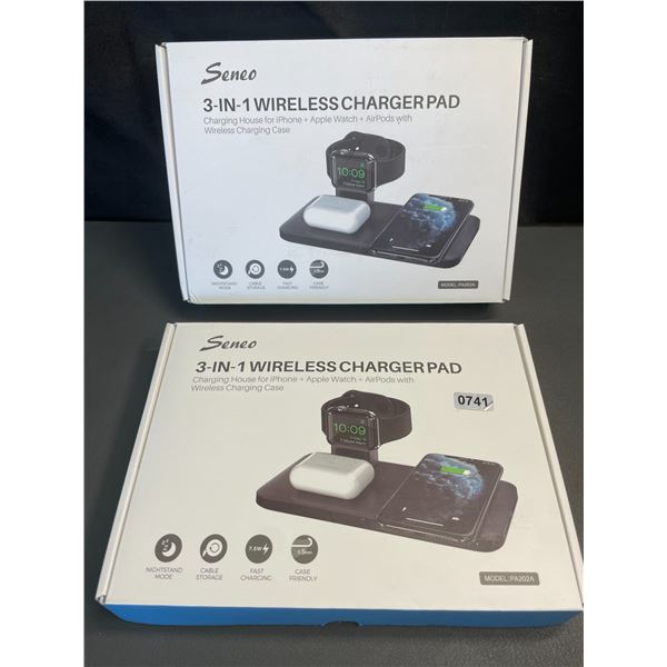 Lot of 2 Seneo 3-in-1 Wireless Charging Pads - for iPhone + Apple Watch + AirPods - Brand New!