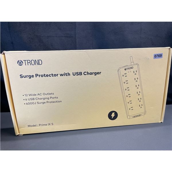 Lot of 1 Trond Prime Power Bar/Surge Protector with 12 Outlets & 4 USB Ports - Brand New!