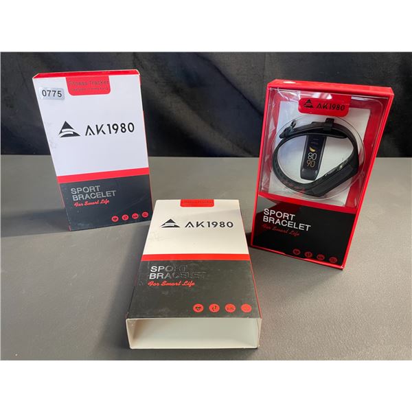 Lot of 2 AK1980 Fitness Trackers/Smart Activity Watches - Brand New!