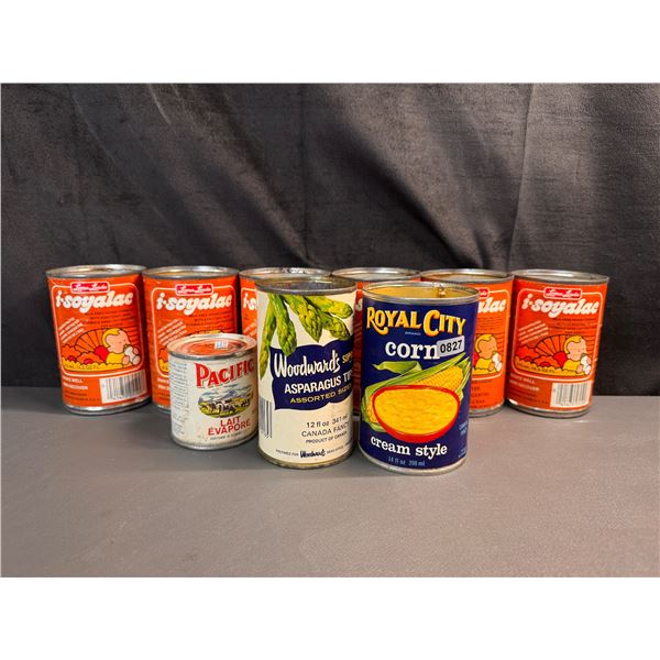 Lot of 7 Vintage Empty Food Cans - Used