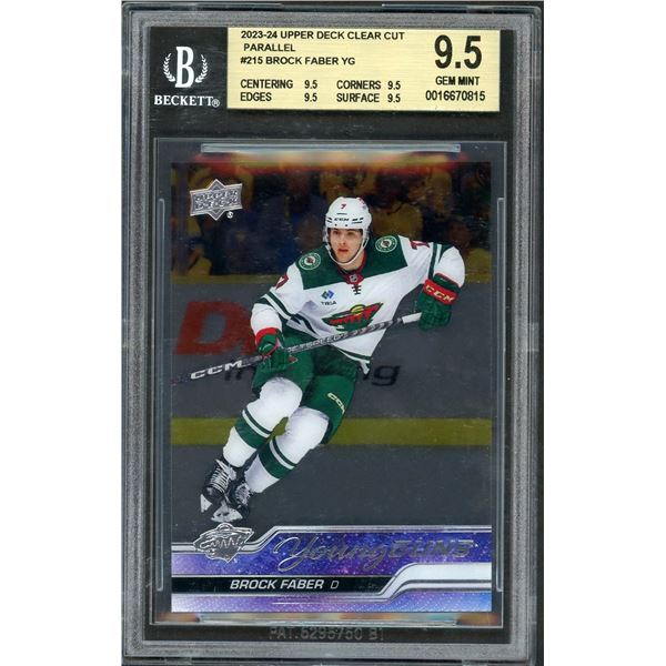 2023 Upper Deck Young Guns Clear Cut Brock Faber - BGS 9.5 w/quad 9.5s