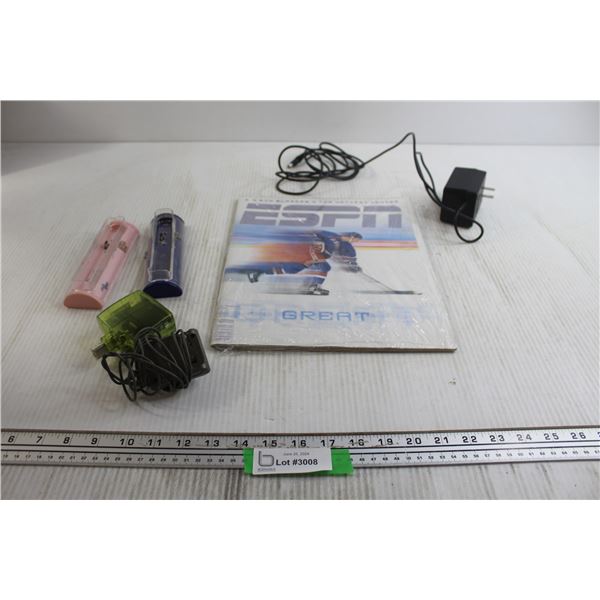 Nintendo AC Adapter, ESPN Wayne Gretzky Magazine, Misc.